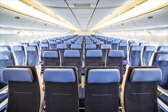 Interior of big airplane with seats