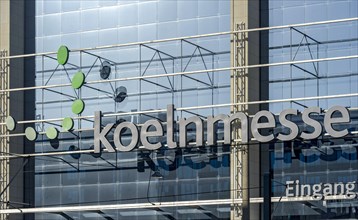 Koelnmesse logo on glass facade