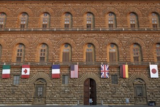 Flags of G7 countries at Palazzo Pitti