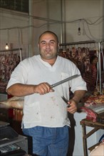 Butcher sharpening knife for cutting meat