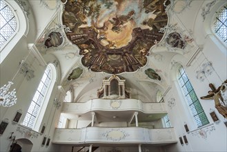 Organ gallery and ceiling frescos