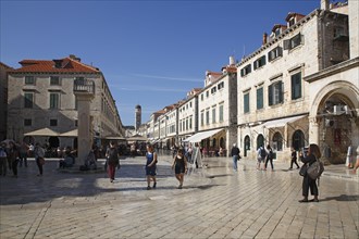 Boulevard Stradun and Luza Square in the historical old town of Dubrovnik