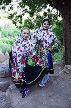 Young women with colorful chador
