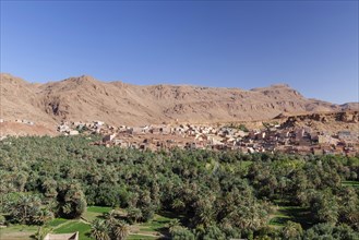 The Draa valley with date groves and villages in southern Morocco