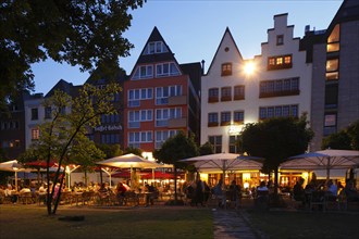 Houses and restaurants along Rhine river bank