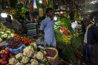Fruit and vegetable stalls in Nuwara Eliya market hall