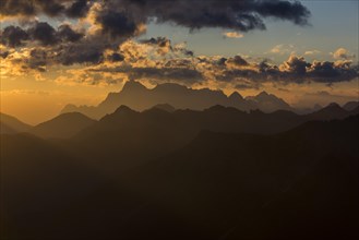 Ausserfern mountains with Zugspitze at sunrise