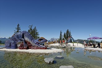 Playground and fountains at Triassic Park on Steinplatte