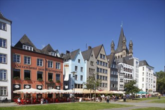 Houses and restaurants along Rhine river bank