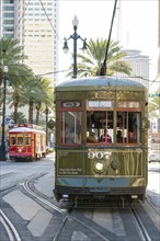 Streetcars on Canal Street in the French Quarter