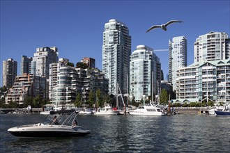 View from Granville Island across False Creek onto the skyline of Vancouver