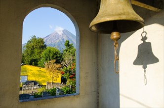 View from the bell tower of a village church of the volcano Concepcion