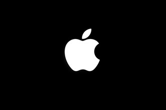 White Apple logo on black background