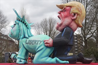 US President Donald Trump raping the Statue of Liberty
