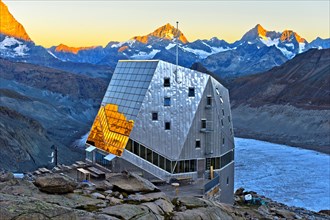 Dawn at the Monte Rosa Hut