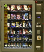 Snacks and drinks in vending machine