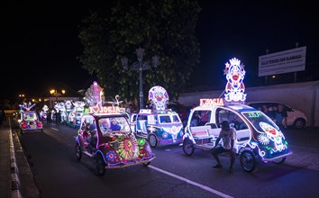 Colorful with LEDs illuminated cars