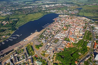 Overview of Rostock with river Unterwarnow