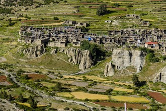 Village Manang with the agricultural terrace fields