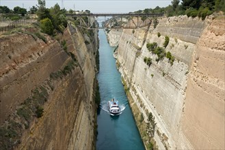 Motorboat on Corinth Canal