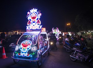 Colorful with LEDs illuminated cars