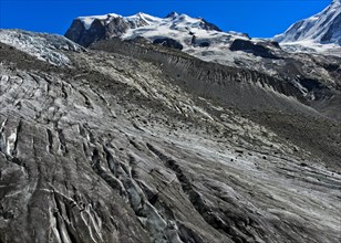 View over the Upper Gorner Glacier to the Monte Rosa Massif with the peaks Nordend