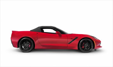 Red 2016 Chevrolet Corvette Stingray Z51 Convertible luxury sports car side view