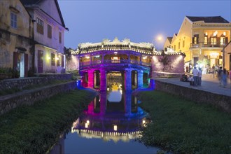 Japanese bridge at night