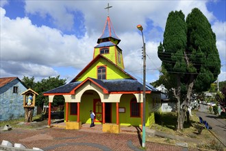Colourful wooden church Iglesia San Jose