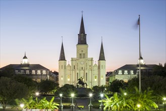 Jackson Square and St. Louis Cathedral at dusk