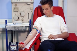Patient collecting blood at the transfusion ward of a hospital