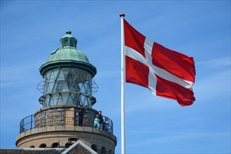 Hammeren lighthouse with Danish flag