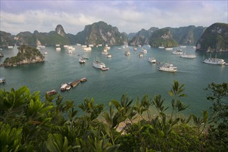 Halong Bay with boats