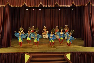 Drummers and dancers at a performance of Kandy dancers