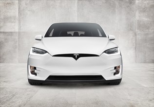 White 2017 Tesla Model X luxury SUV electric car front view