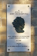 Memorial plaque for Albert Einstein