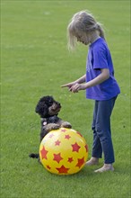Little girl trains dog