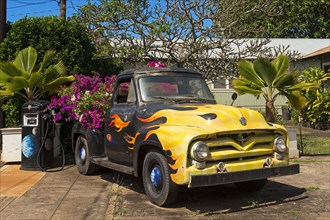Vintage car decorated with flowers