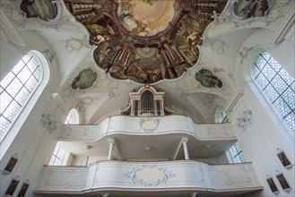 Organ gallery and ceiling frescos