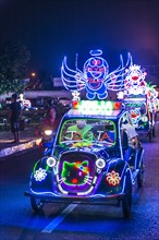 Car illuminated with colourful LEDs
