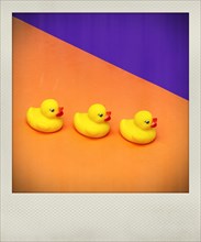 Polaroid effect of Yellow rubber ducks