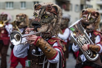 Marching band in lion costume