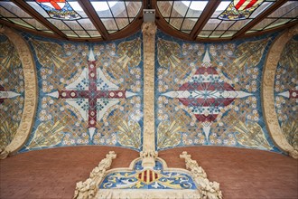 Tiled ceiling in the historic hospital complex Hospital de Sant Pau