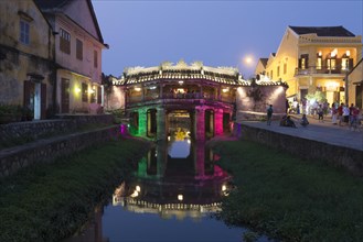 Japanese bridge at night