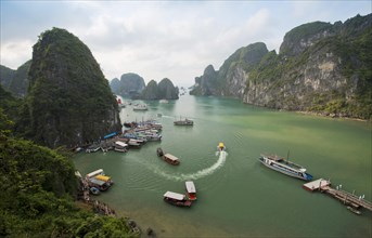 Halong Bay with boats