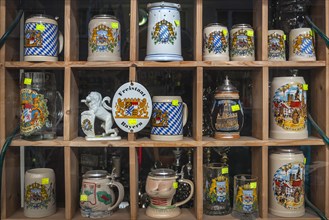 Various beer mugs with Bavarian motifs for sale