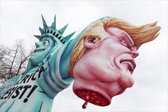 Statue of Liberty holding severed head of US President Donald Trump