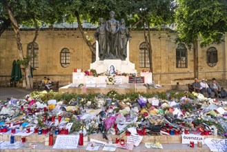 Sea of Flowers at Great Siege Monument in memory of the murdered Maltese journalist Daphne Caruana Galizia