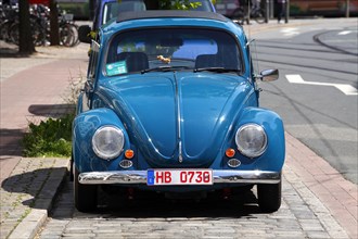 Vintage blue VW Beetle 1300