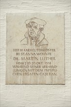 Memorial plaque on former Carmelite monastery